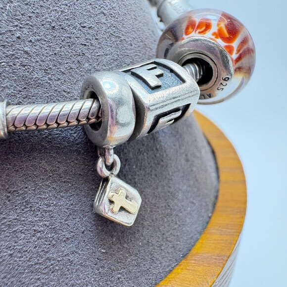 Pandora ALE Sterling Silver 925 Assorted Charms CZ Charm Bracelet 7.5" Length - Picture 7 of 16